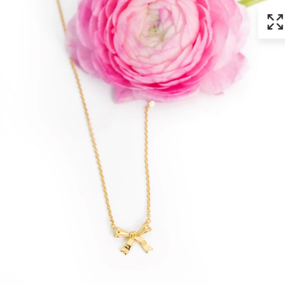 Goldenthread Tiny Bow Stainless Steel Gold Necklace New